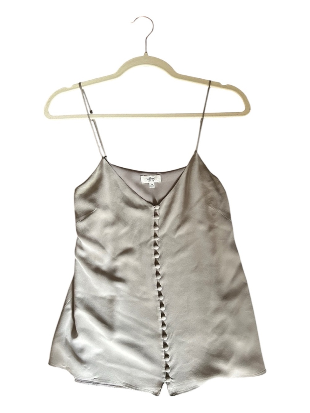 Aritzia Satin Button-Front Cami in Light Gray